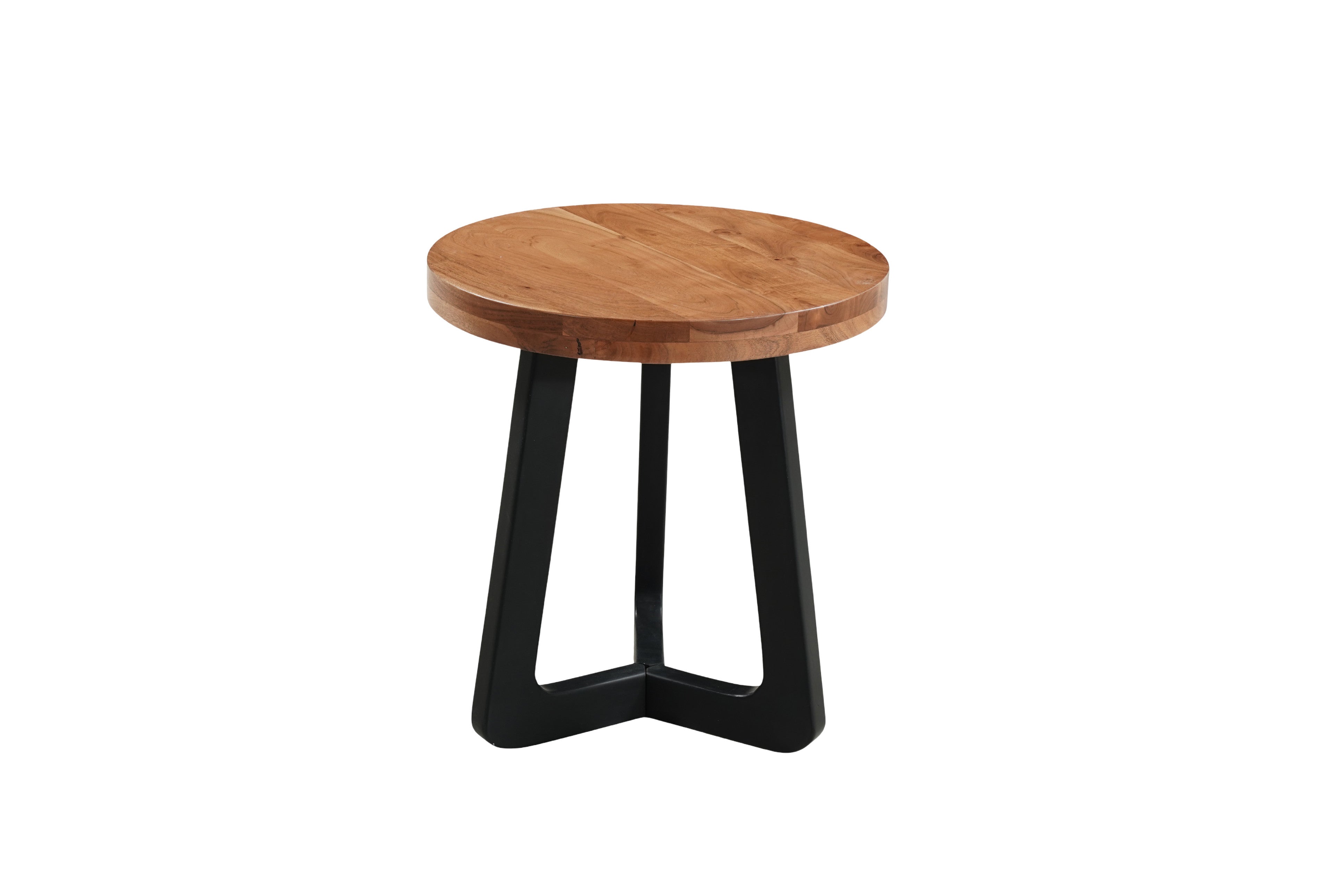 24" Brown and Black Solid Wood And Iron Round Cross Legs End Table-1