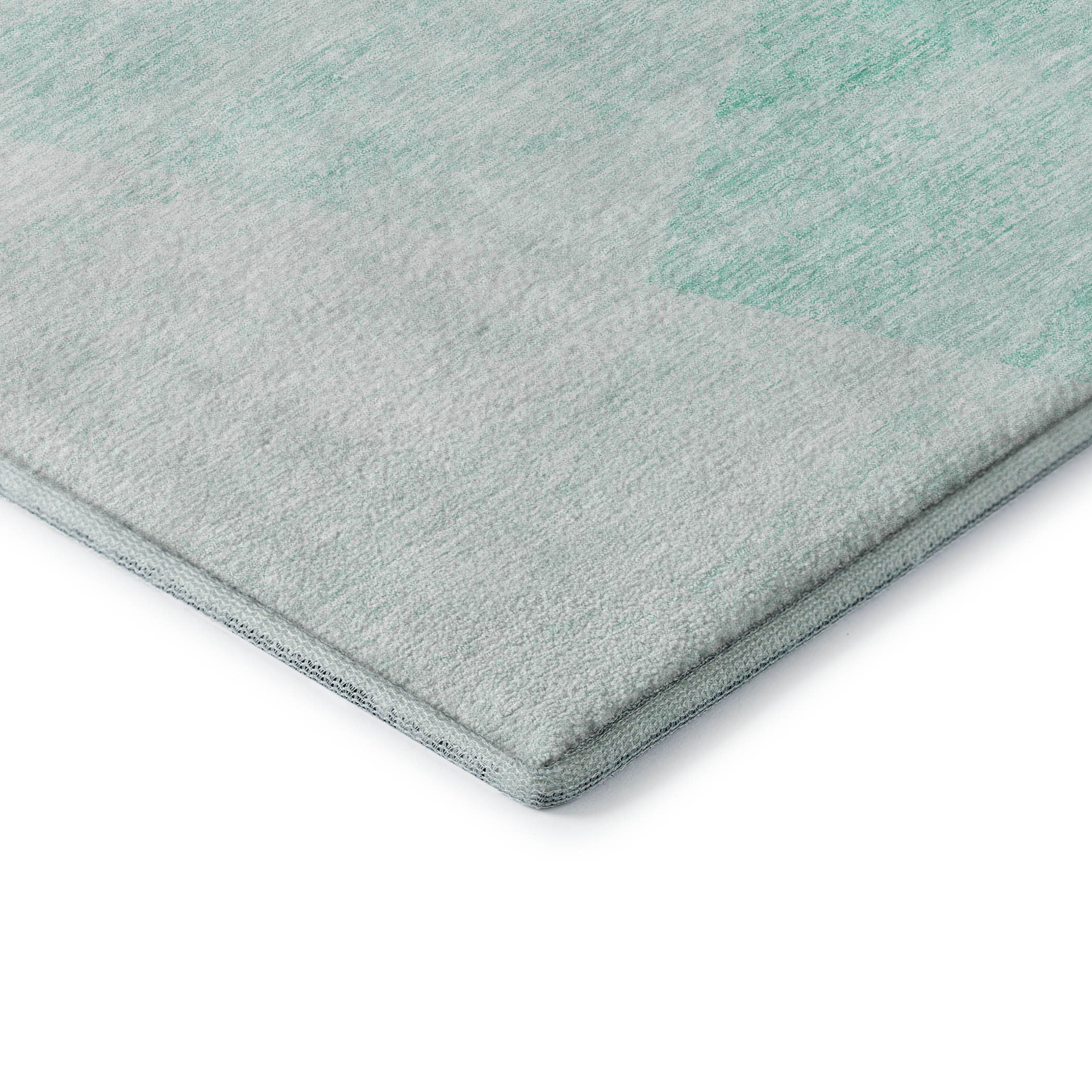 5' X 8' Aqua And Ivory Geometric Washable Area Rug With UV Protection-6