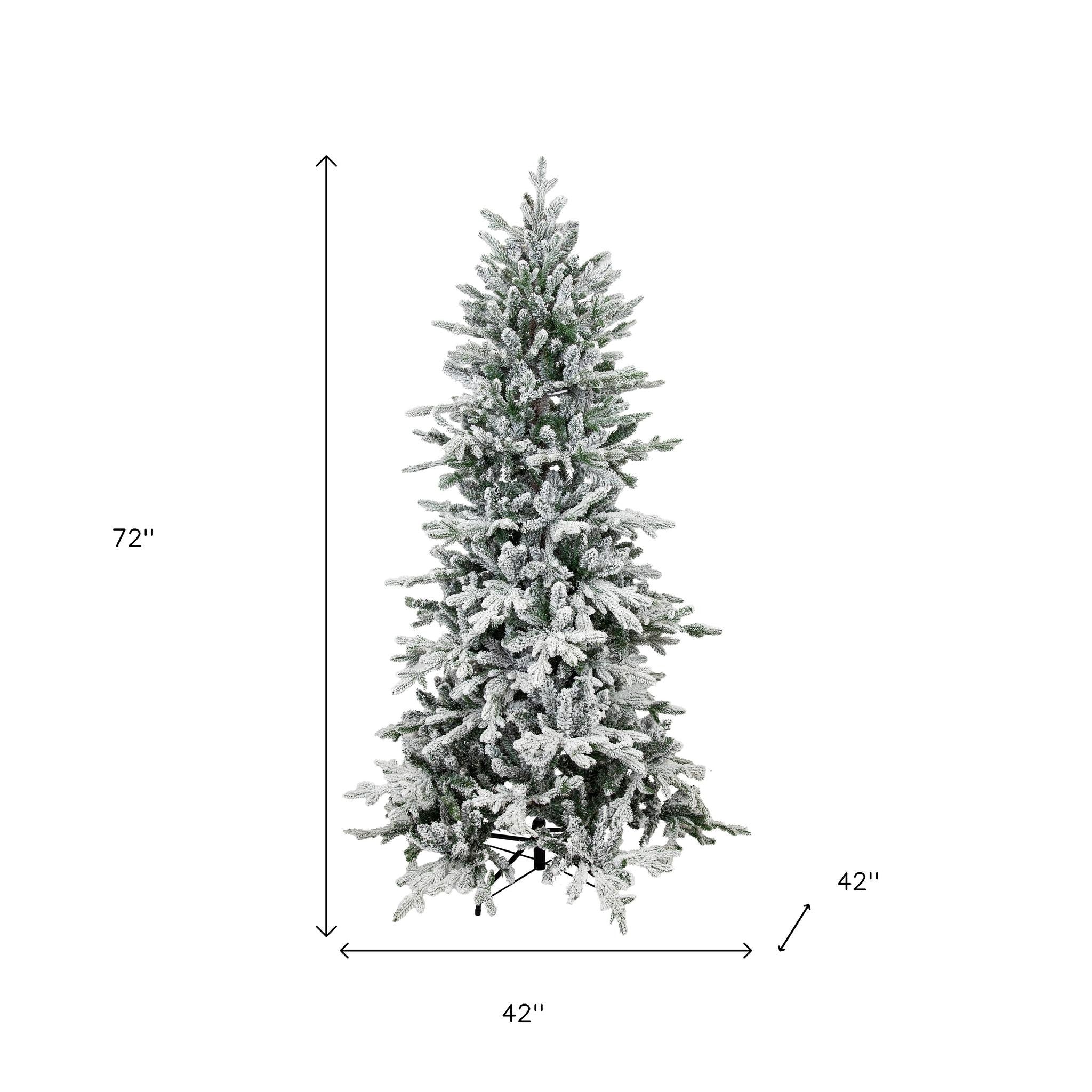 6' Slender Flocked Pine Christmas Tree-8