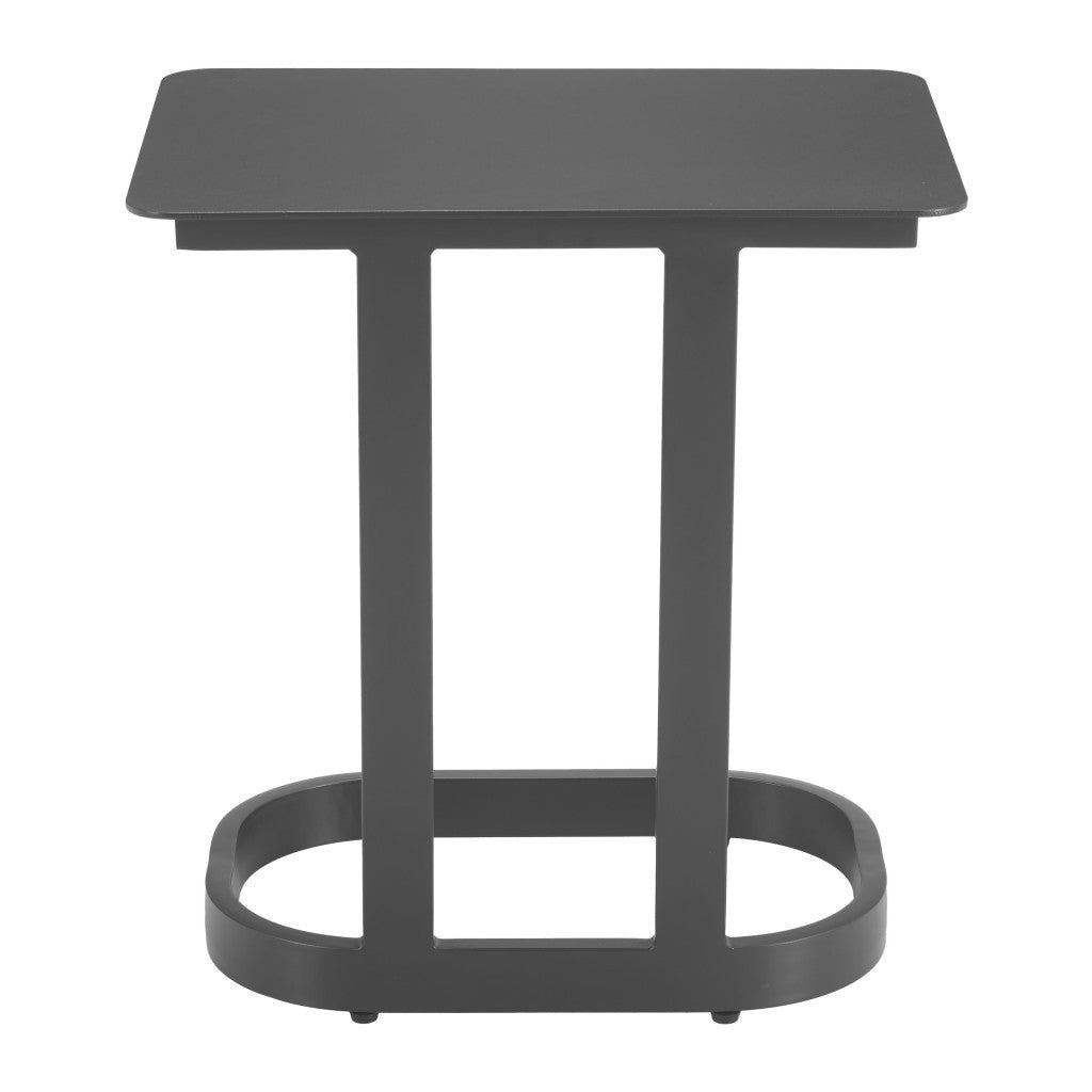 24" Black Aluminum Pedestal End Table-4