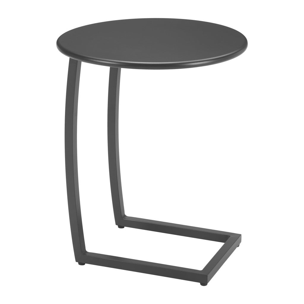 24" Black Aluminum Round Pedestal End Table-1