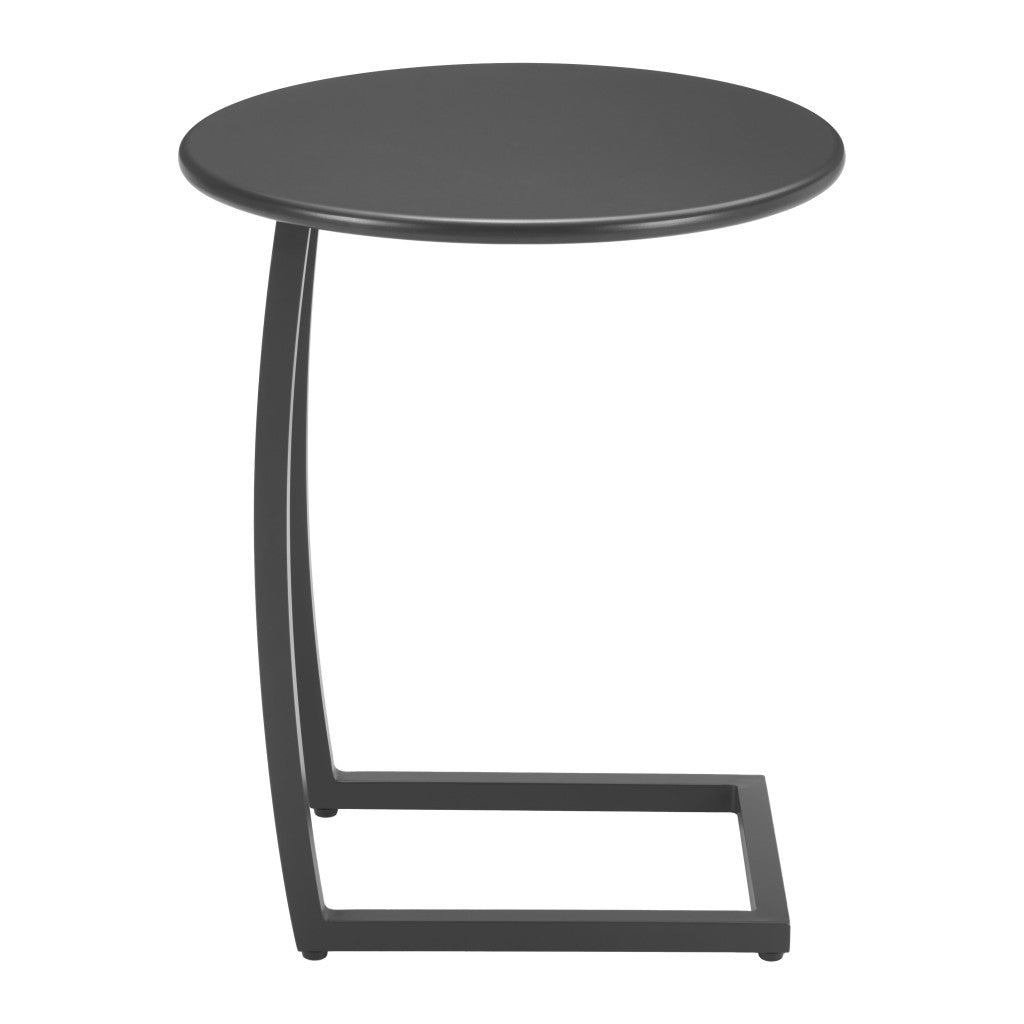 24" Black Aluminum Round Pedestal End Table-2