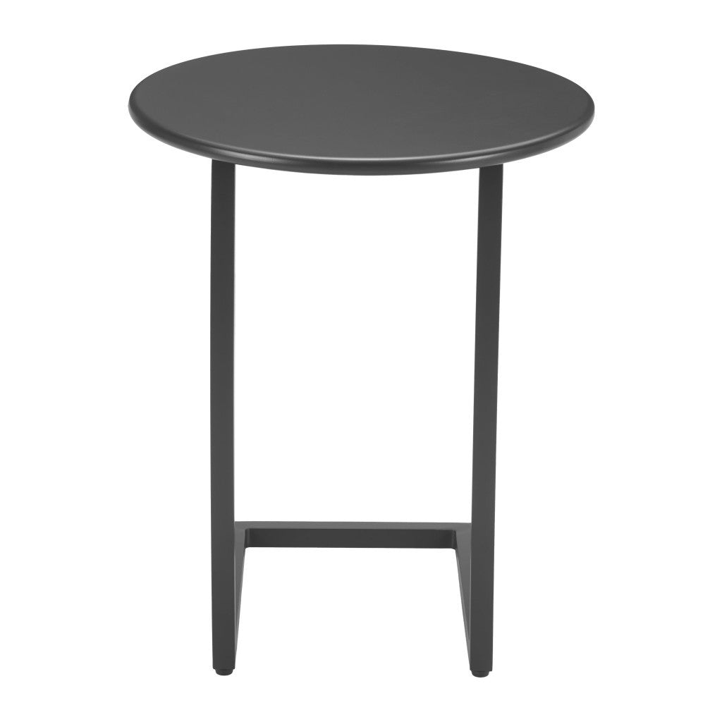 24" Black Aluminum Round Pedestal End Table-4