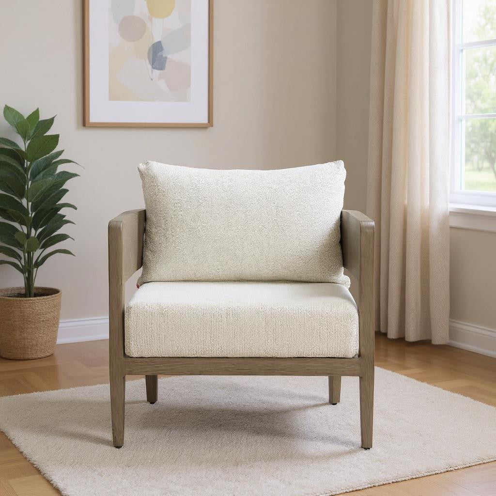 28" Beige Upholstered Arm Chair-0
