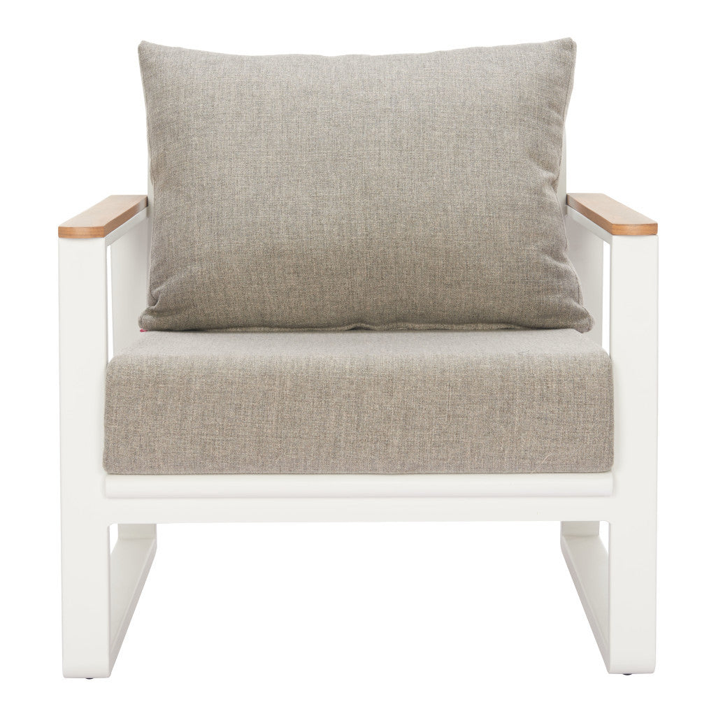 31" White Upholstered Arm Chair-1