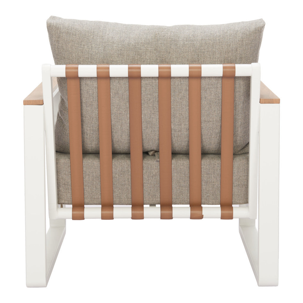 31" White Upholstered Arm Chair-3