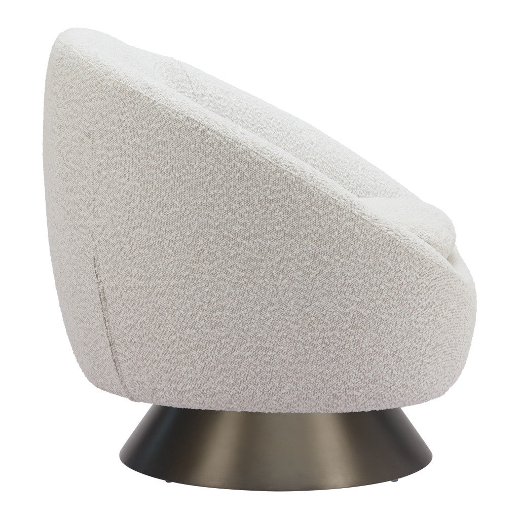 37" Gray Upholstered Swivel Arm Chair-2