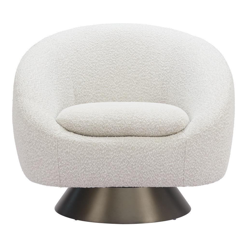 37" Gray Upholstered Swivel Arm Chair-3