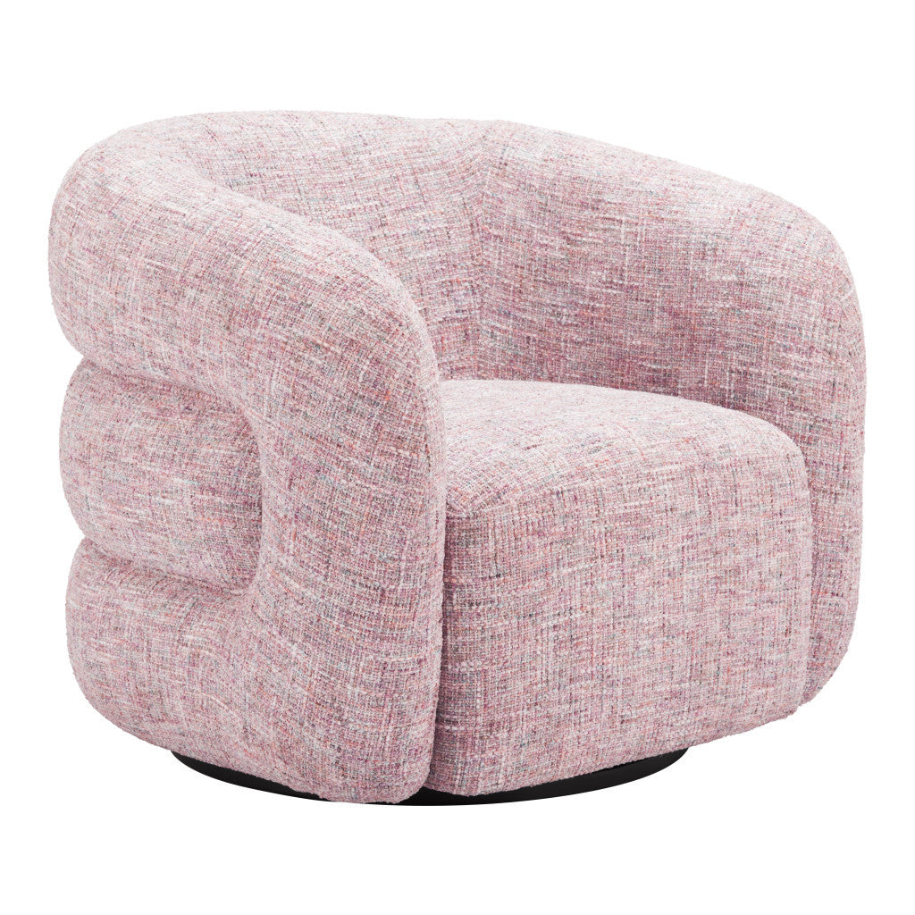 33" Pink Upholstered Swivel Arm Chair-1