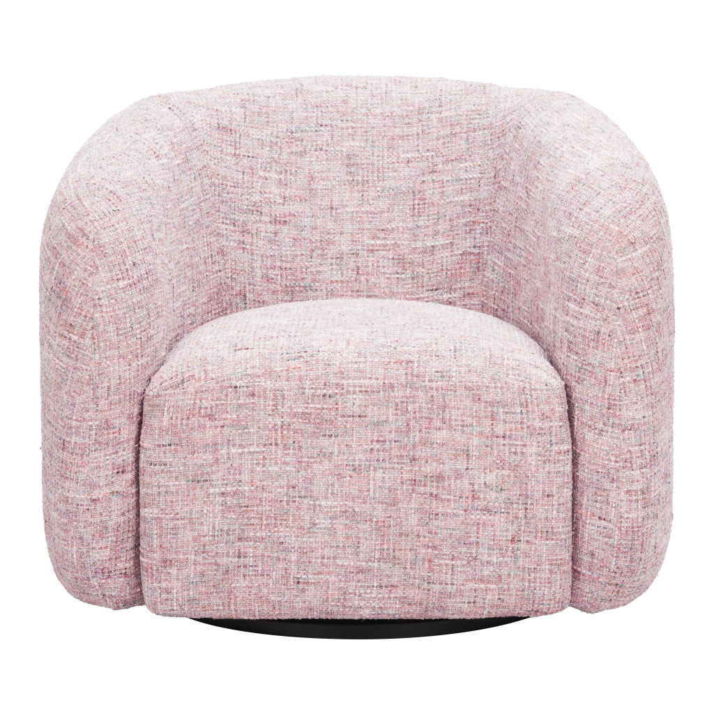 33" Pink Upholstered Swivel Arm Chair-3