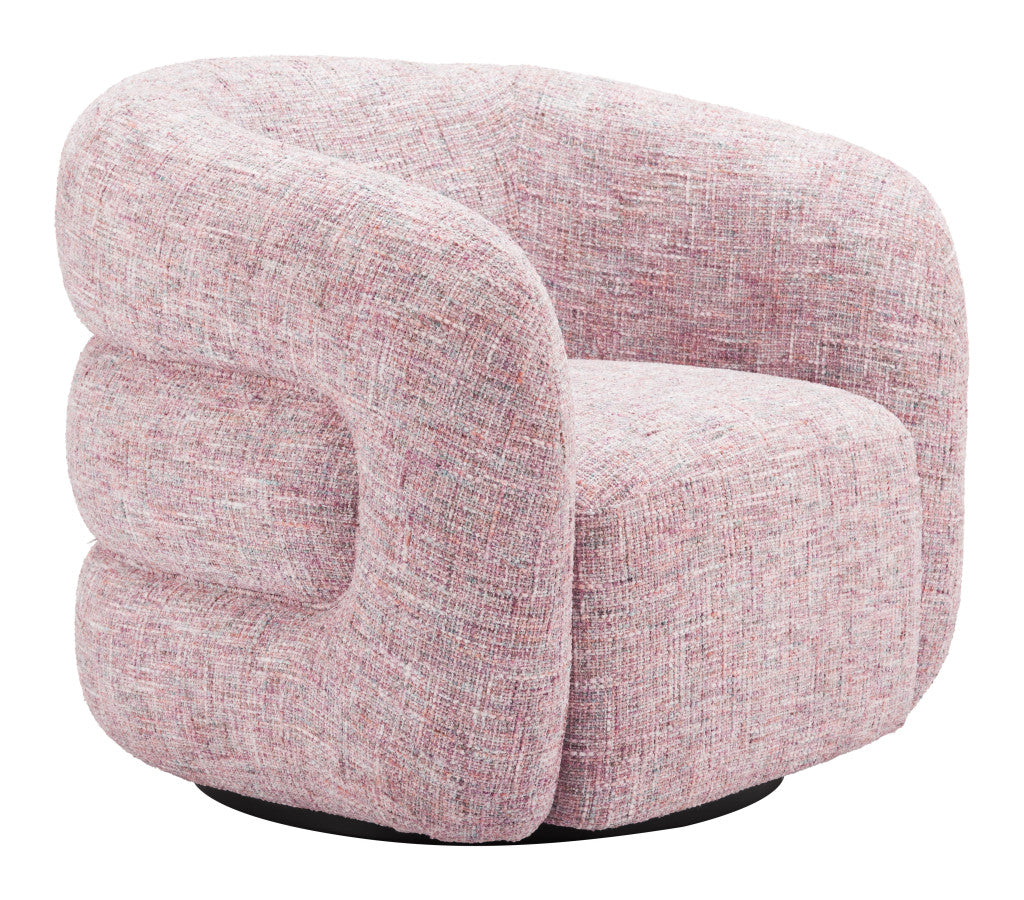 33" Pink Upholstered Swivel Arm Chair-5