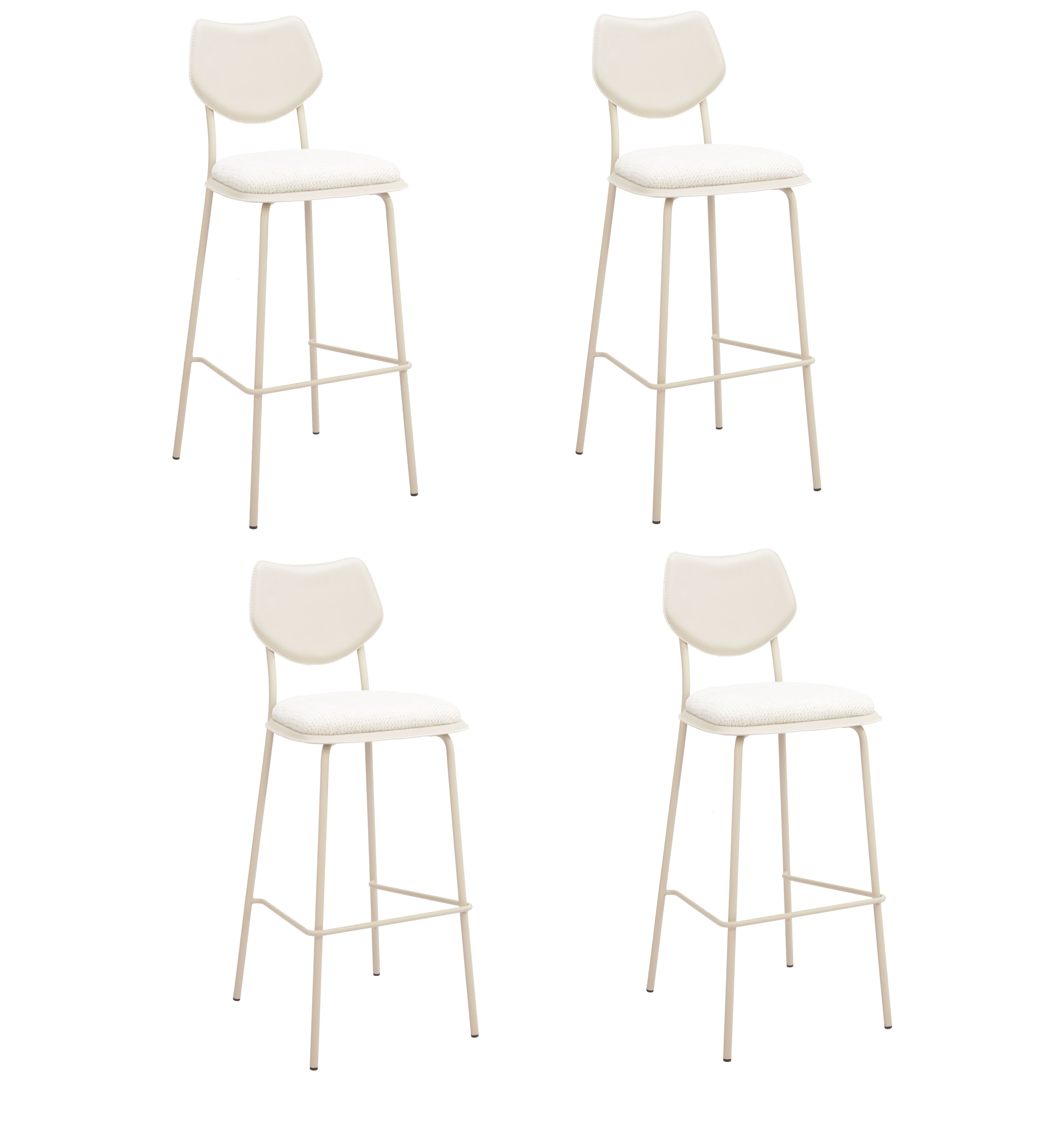 Set of Four 30" Gray Polyester and Wood Low Back Bar Height Bar Chairs-1
