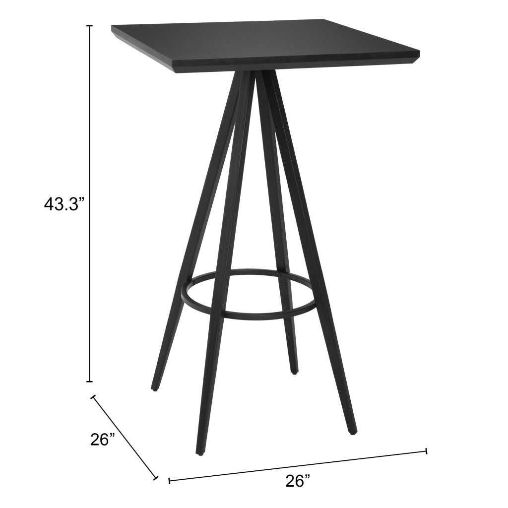 26" Black Wood Square Bar Table-6