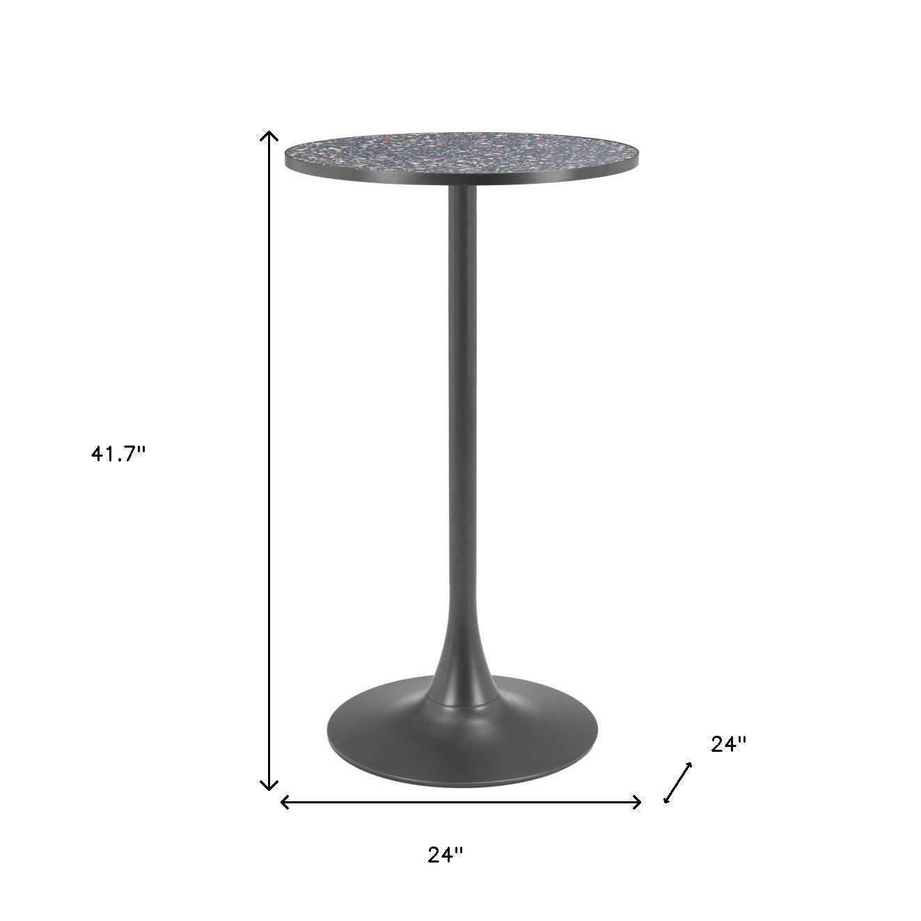 24" Black Wood Rounded Bar Table-8