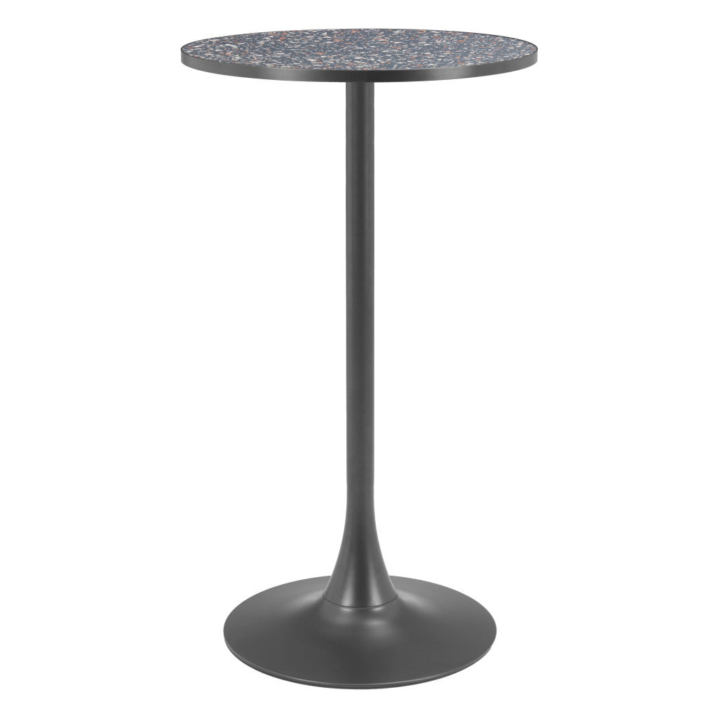24" Black Wood Rounded Bar Table-0