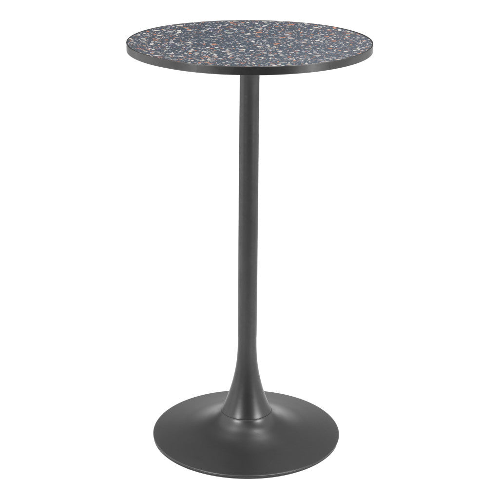 24" Black Wood Rounded Bar Table-1