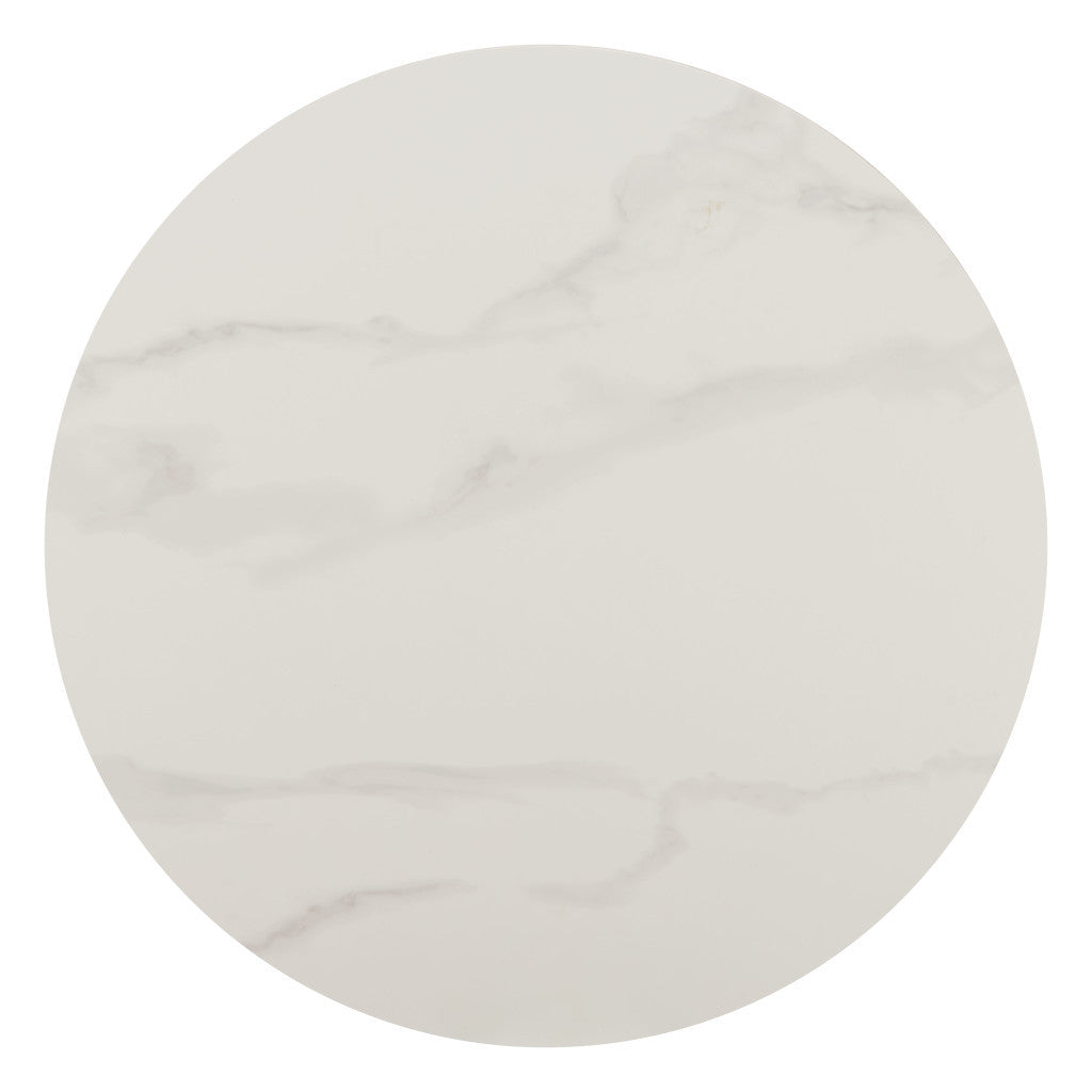 26" White Marble Rounded Bar Table-3