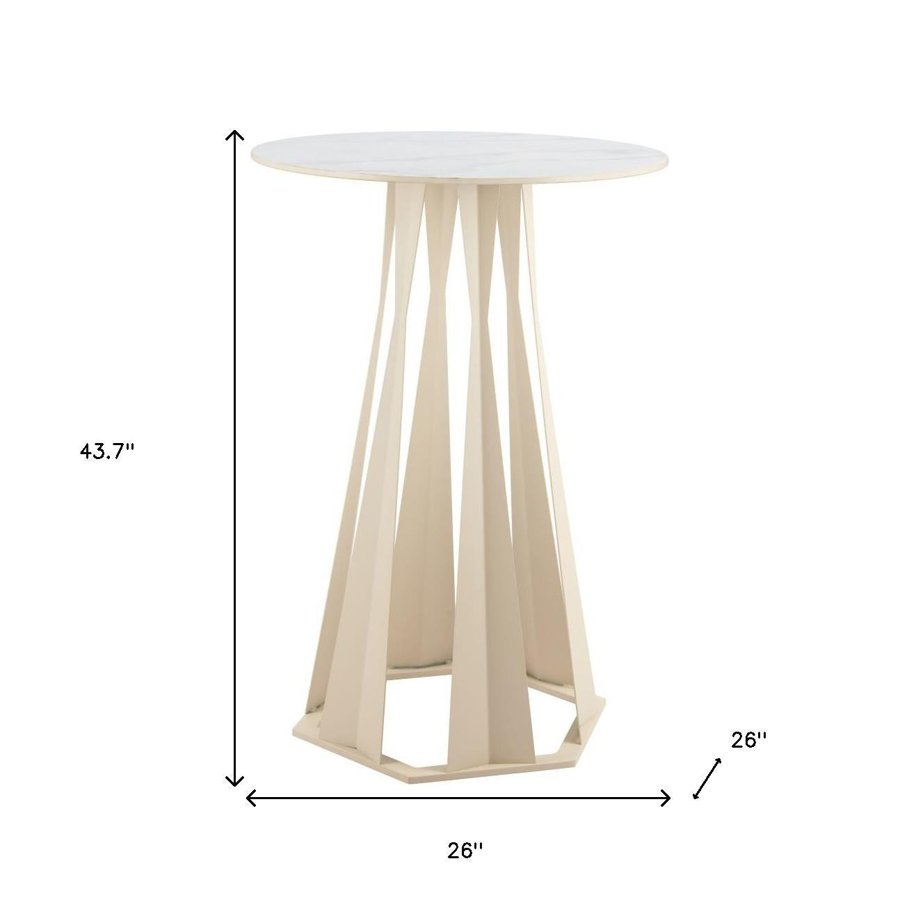 26" White Marble Rounded Bar Table-6