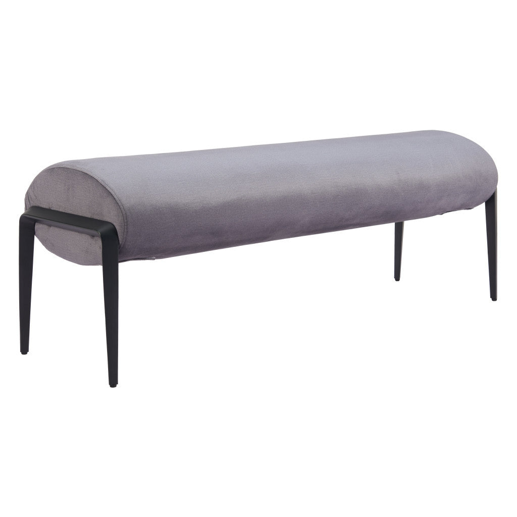 54" Gray and Black Fabric Upholstered Bench-1