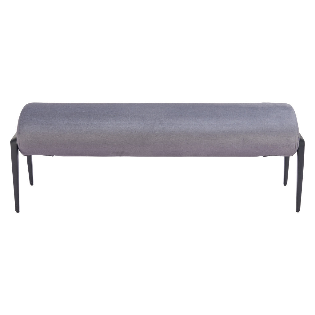 54" Gray and Black Fabric Upholstered Bench-3