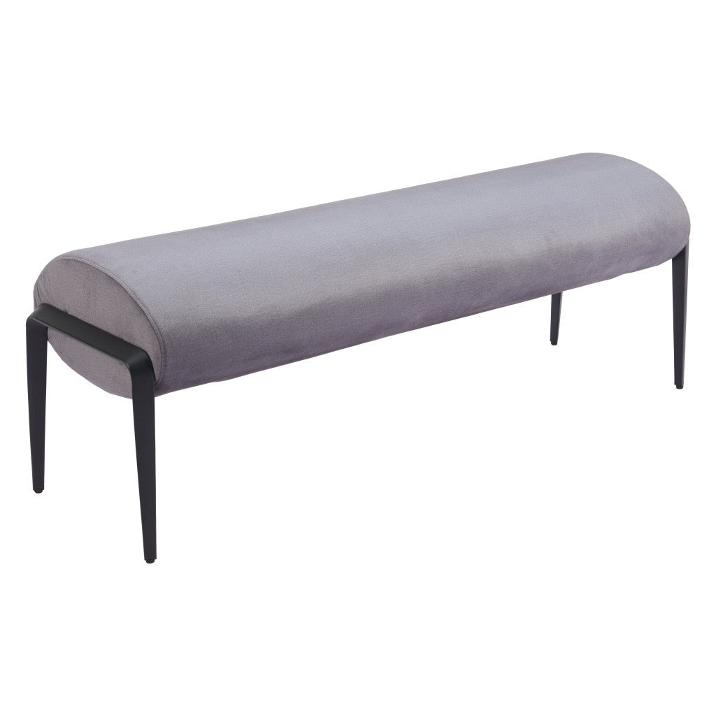 54" Gray and Black Fabric Upholstered Bench-4