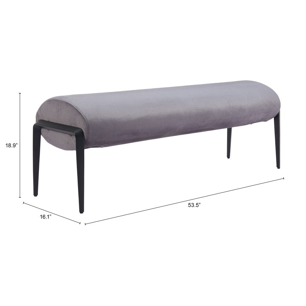 54" Gray and Black Fabric Upholstered Bench-7