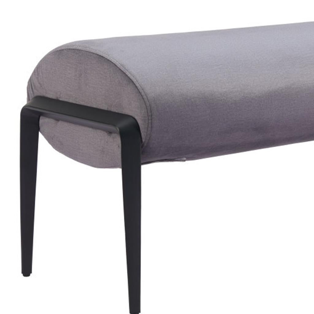 54" Gray and Black Fabric Upholstered Bench-5