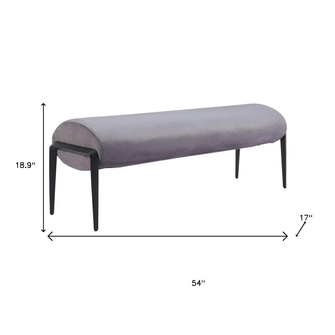 54" Gray and Black Fabric Upholstered Bench-6
