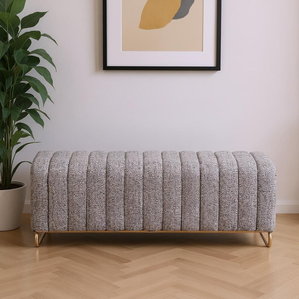 48" Gray and Gold Upholstered Bench-0