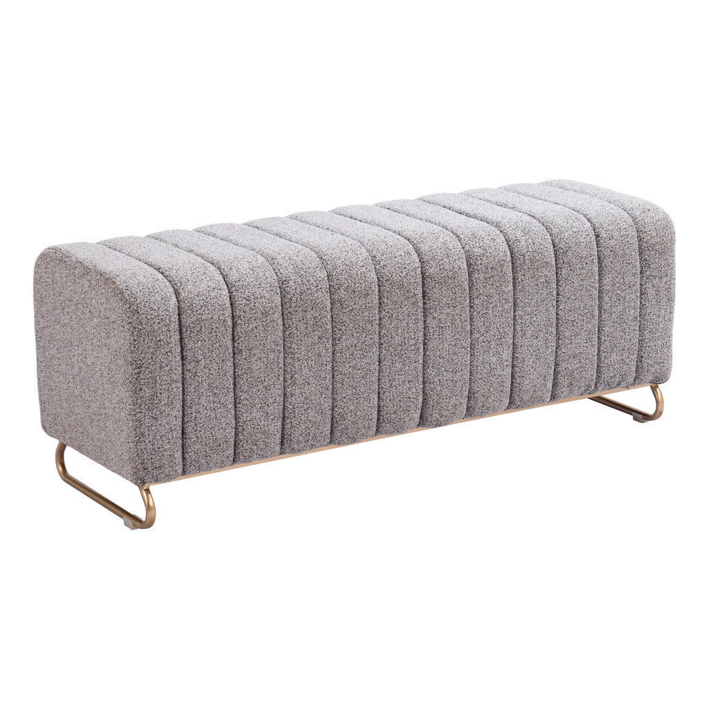 48" Gray and Gold Upholstered Bench-1