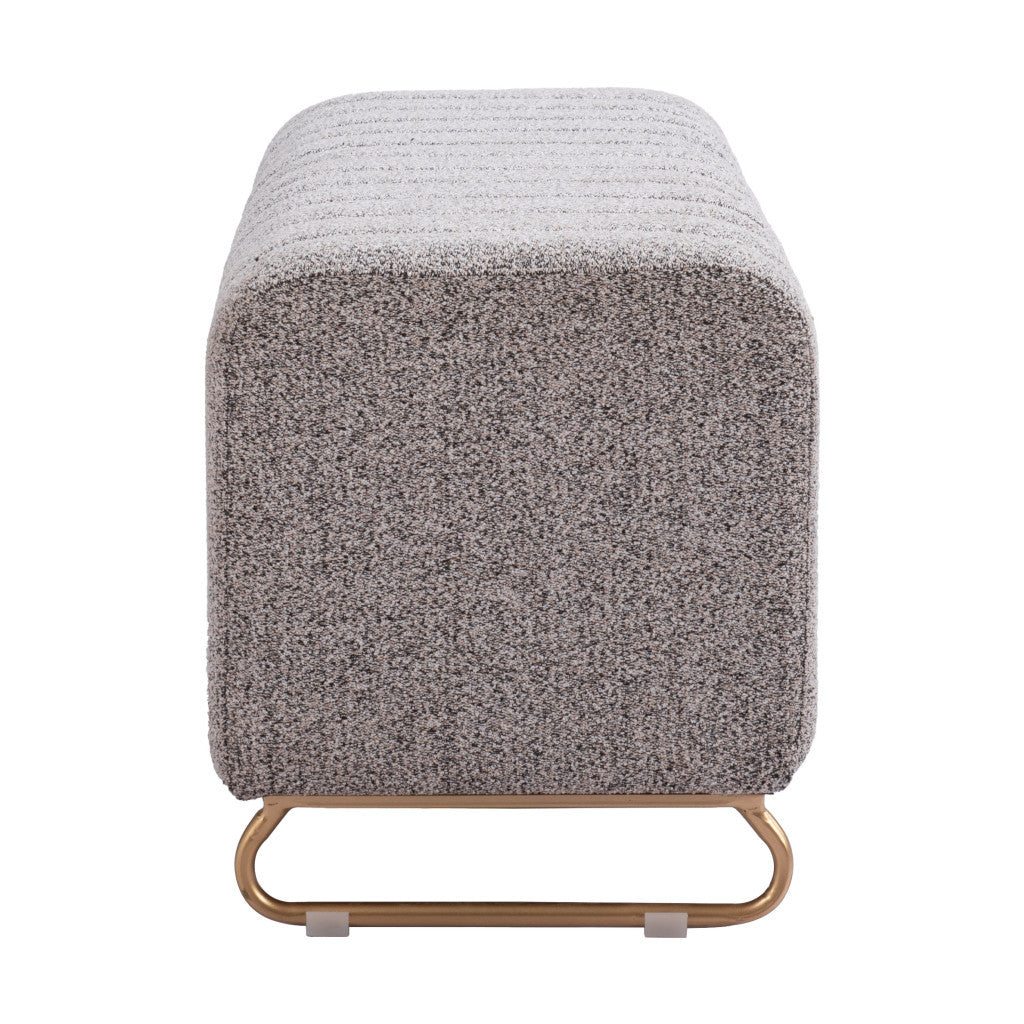 48" Gray and Gold Upholstered Bench-2