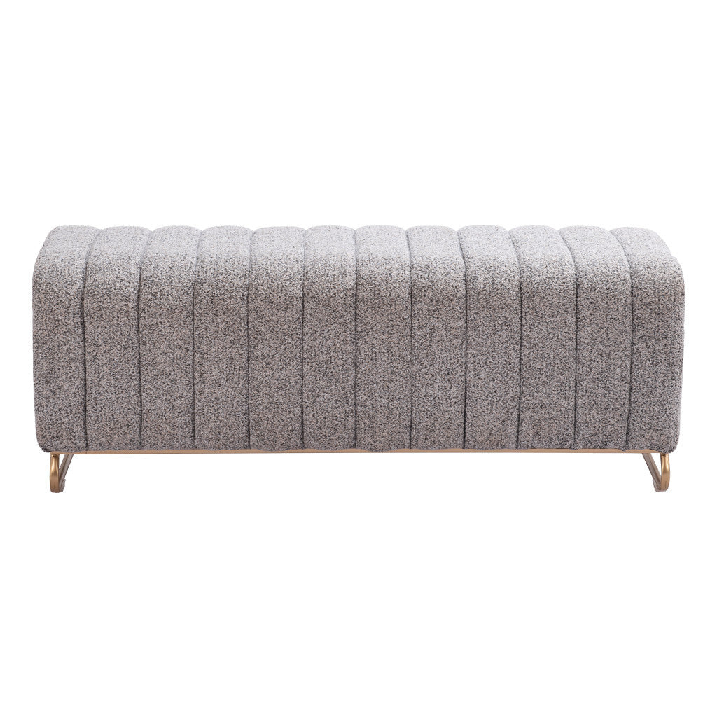 48" Gray and Gold Upholstered Bench-3