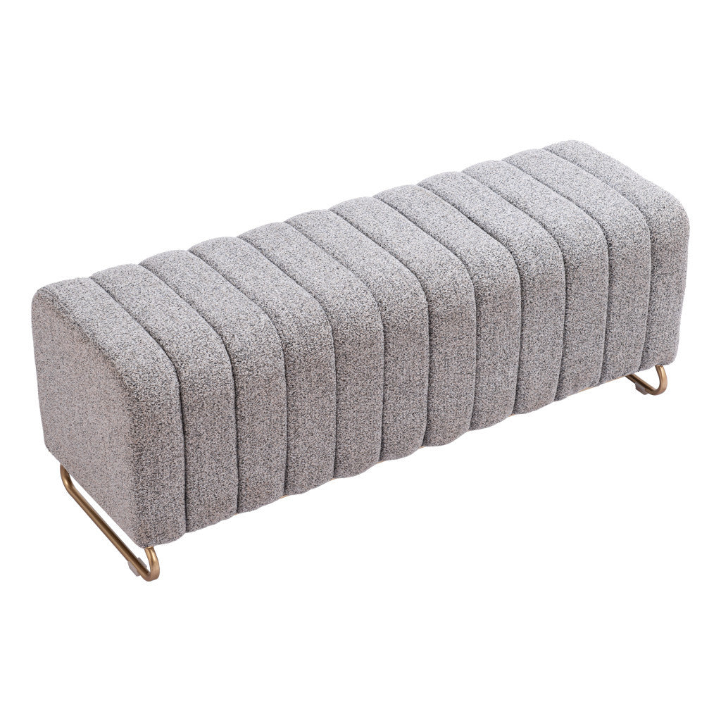 48" Gray and Gold Upholstered Bench-4