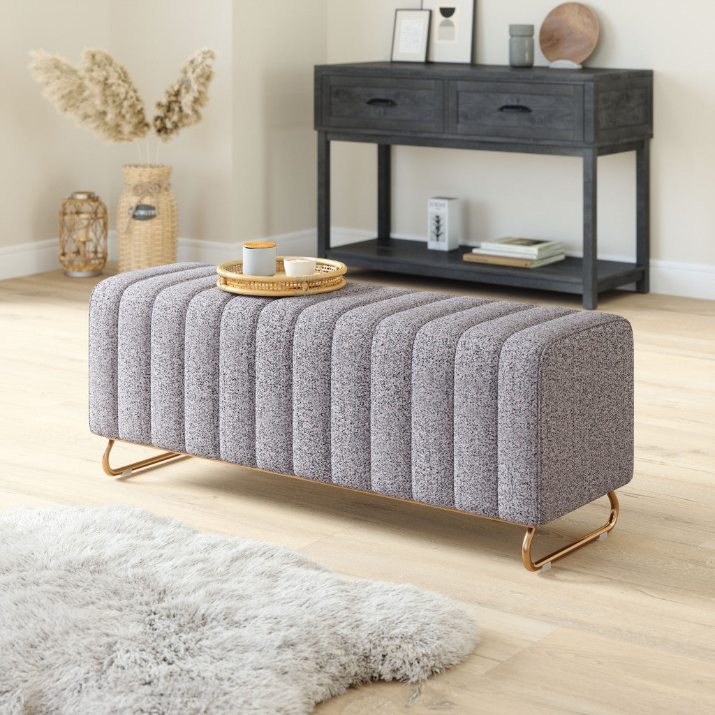 48" Gray and Gold Upholstered Bench-7