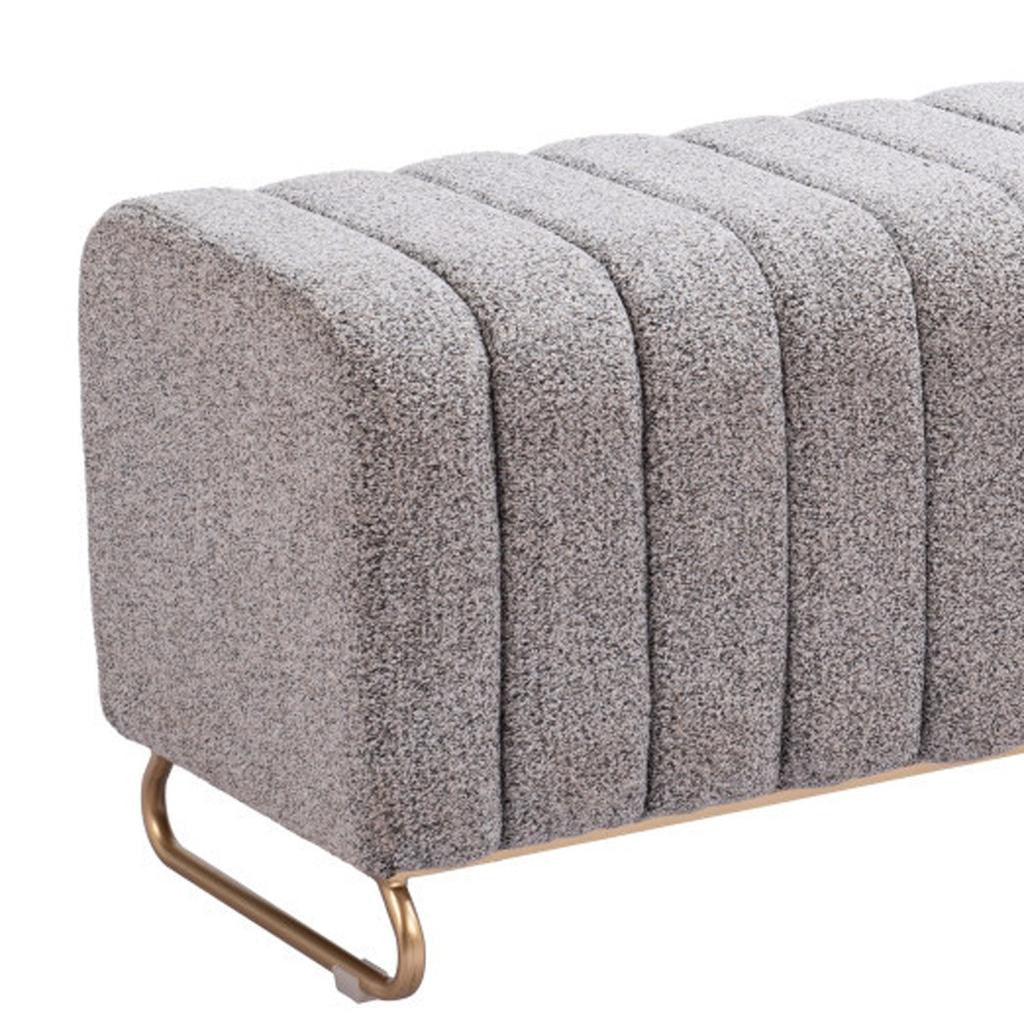 48" Gray and Gold Upholstered Bench-6
