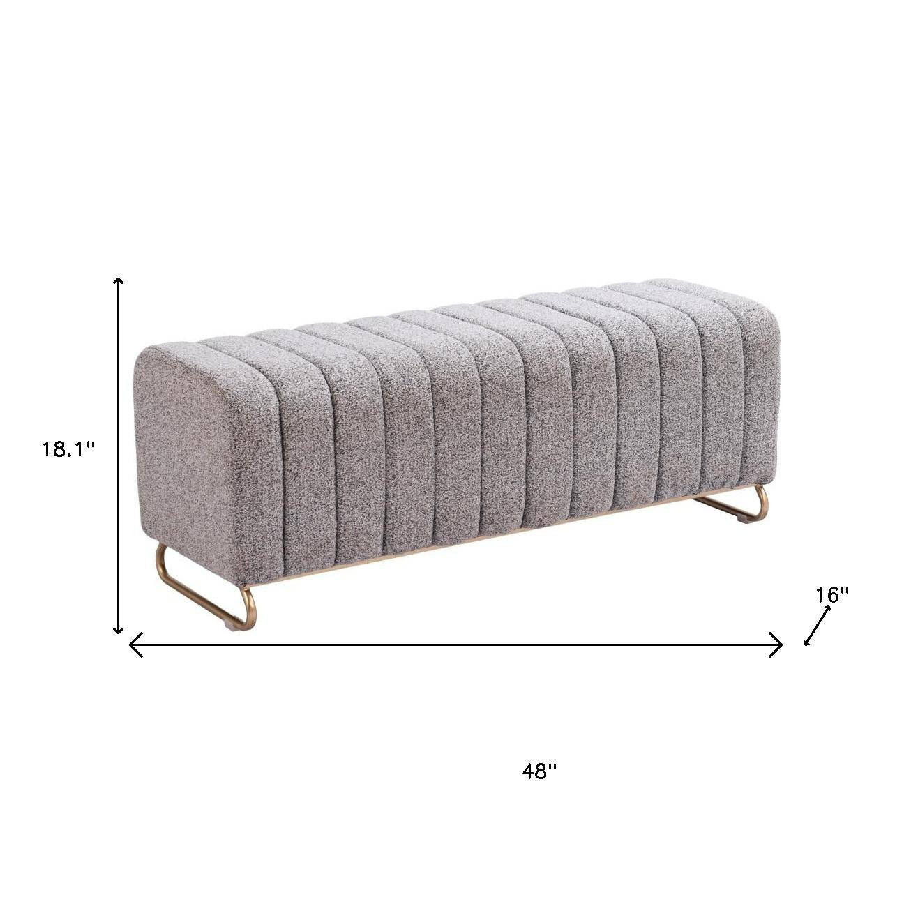 48" Gray and Gold Upholstered Bench-8