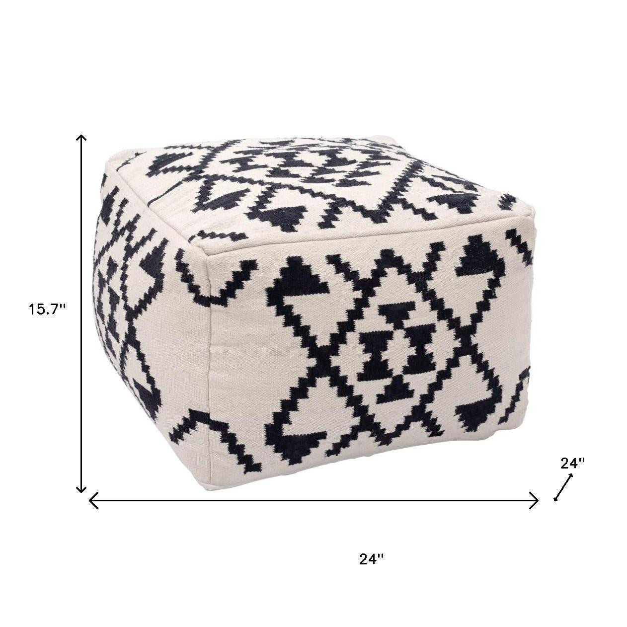 24" Black Cotton Ottoman-6