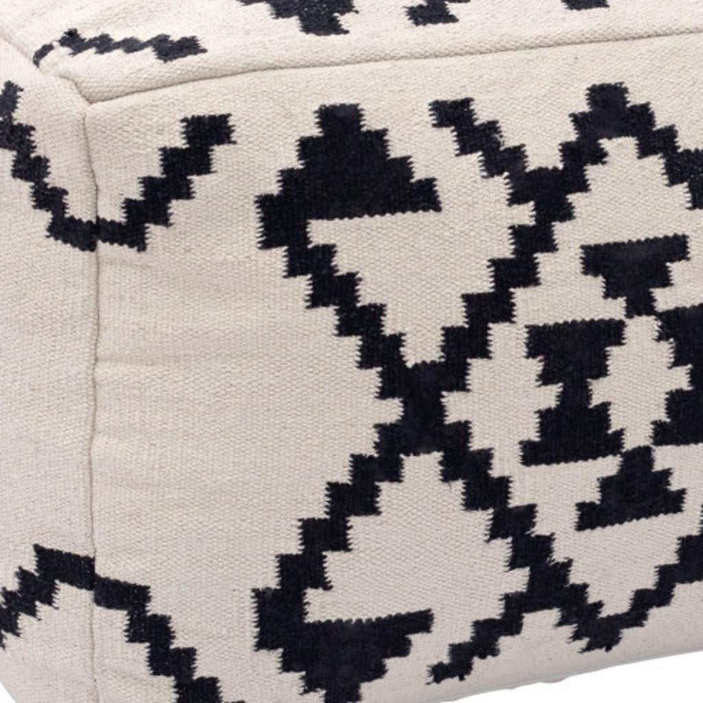 24" Black Cotton Ottoman-4