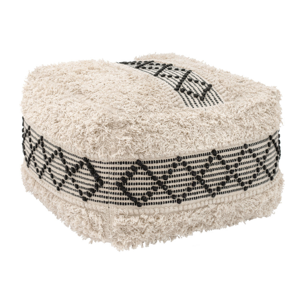 24" Black Cotton Round Ottoman-3