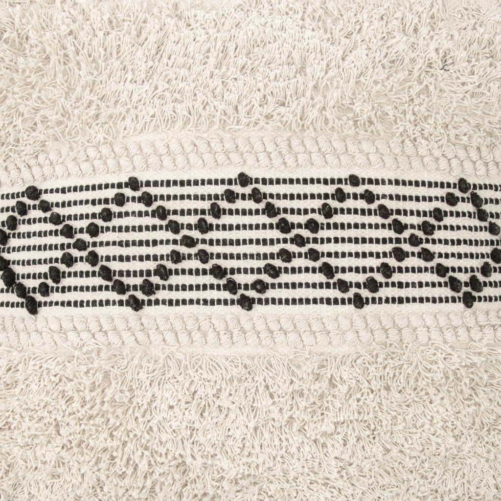 24" Black Cotton Round Ottoman-7