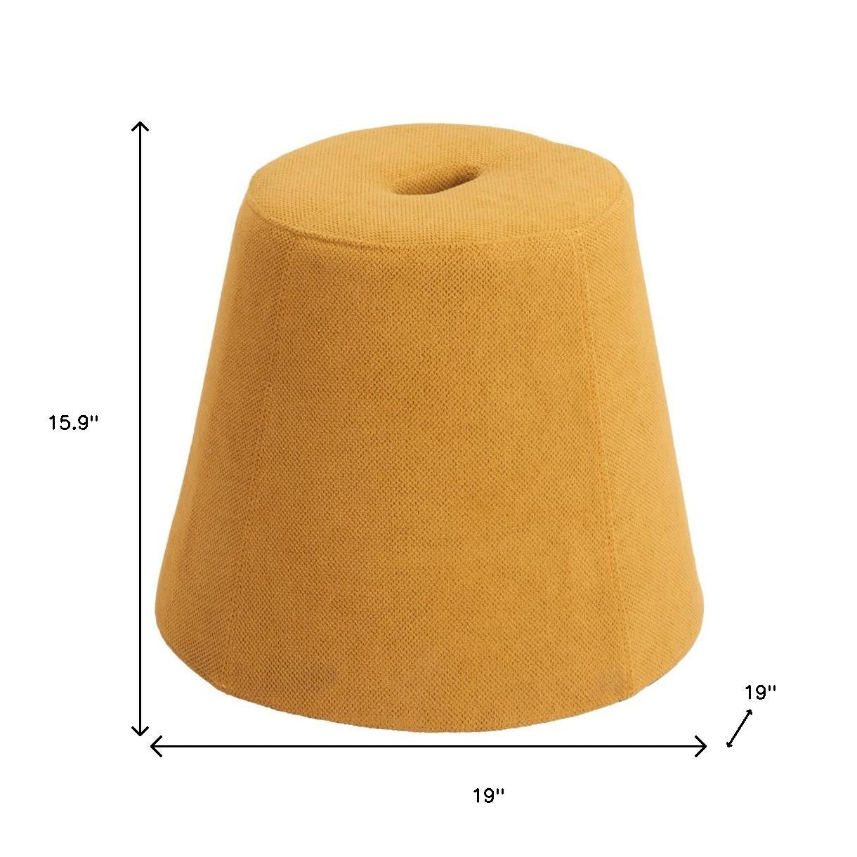 19" Yellow and Orange Fabric Round Ottoman-7