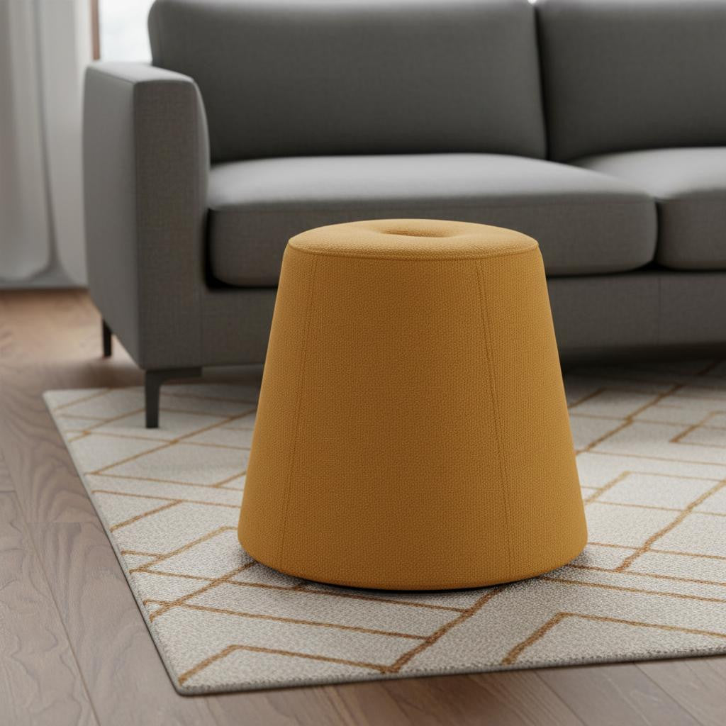 19" Yellow and Orange Fabric Round Ottoman-0