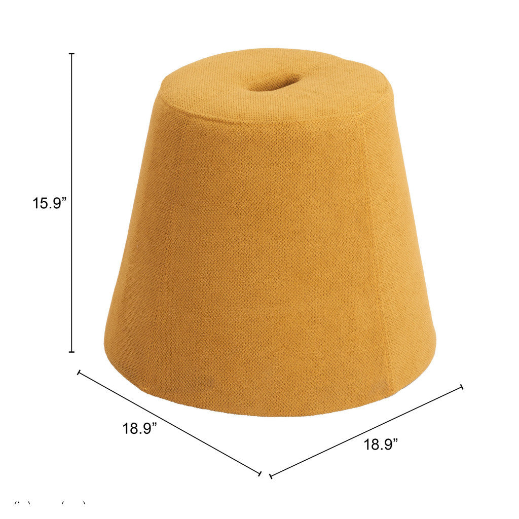 19" Yellow and Orange Fabric Round Ottoman-8