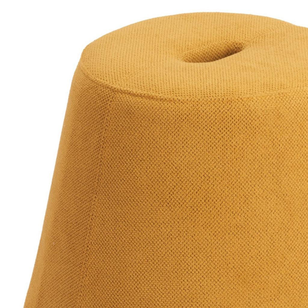19" Yellow and Orange Fabric Round Ottoman-5