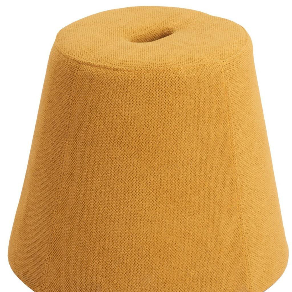 19" Yellow and Orange Fabric Round Ottoman-6