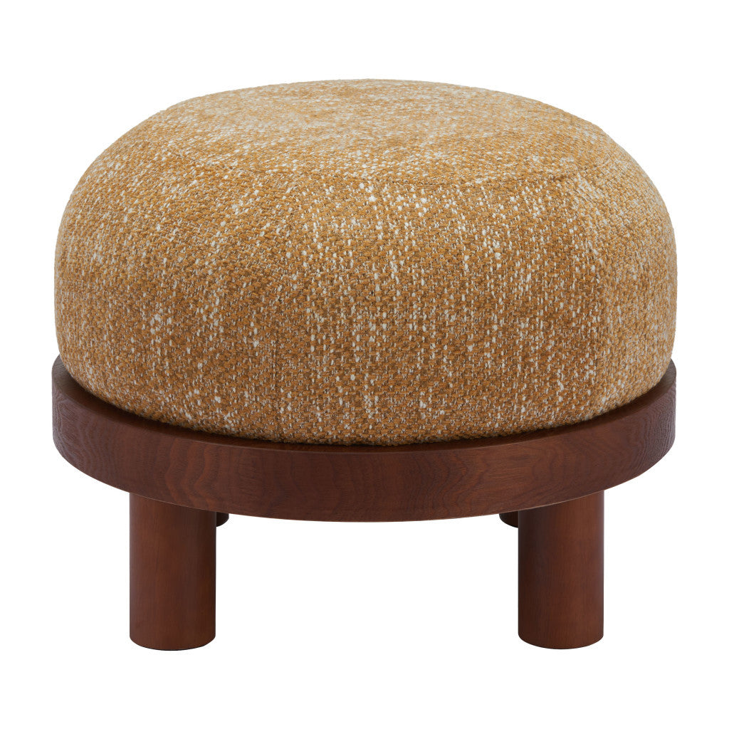 23" Yellow and Brown Fabric Ottoman-3