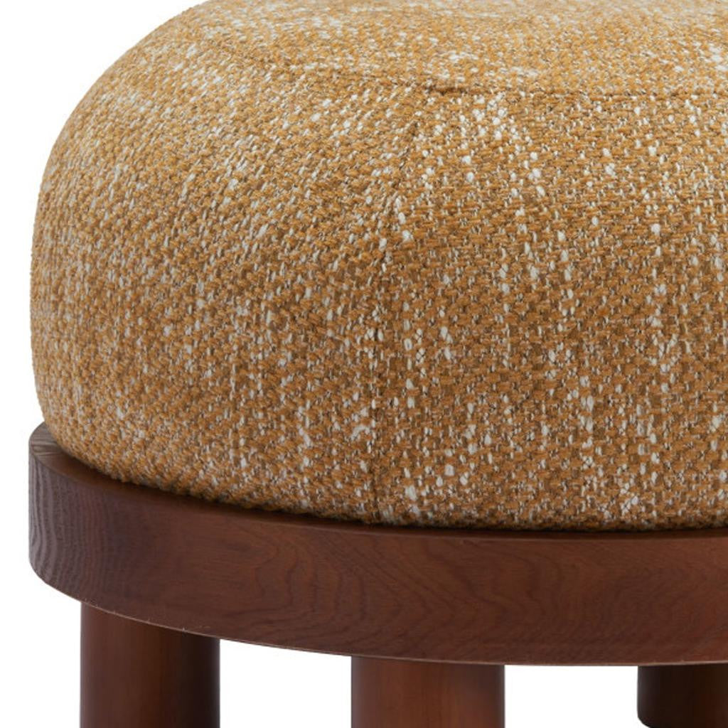 23" Yellow and Brown Fabric Ottoman-5