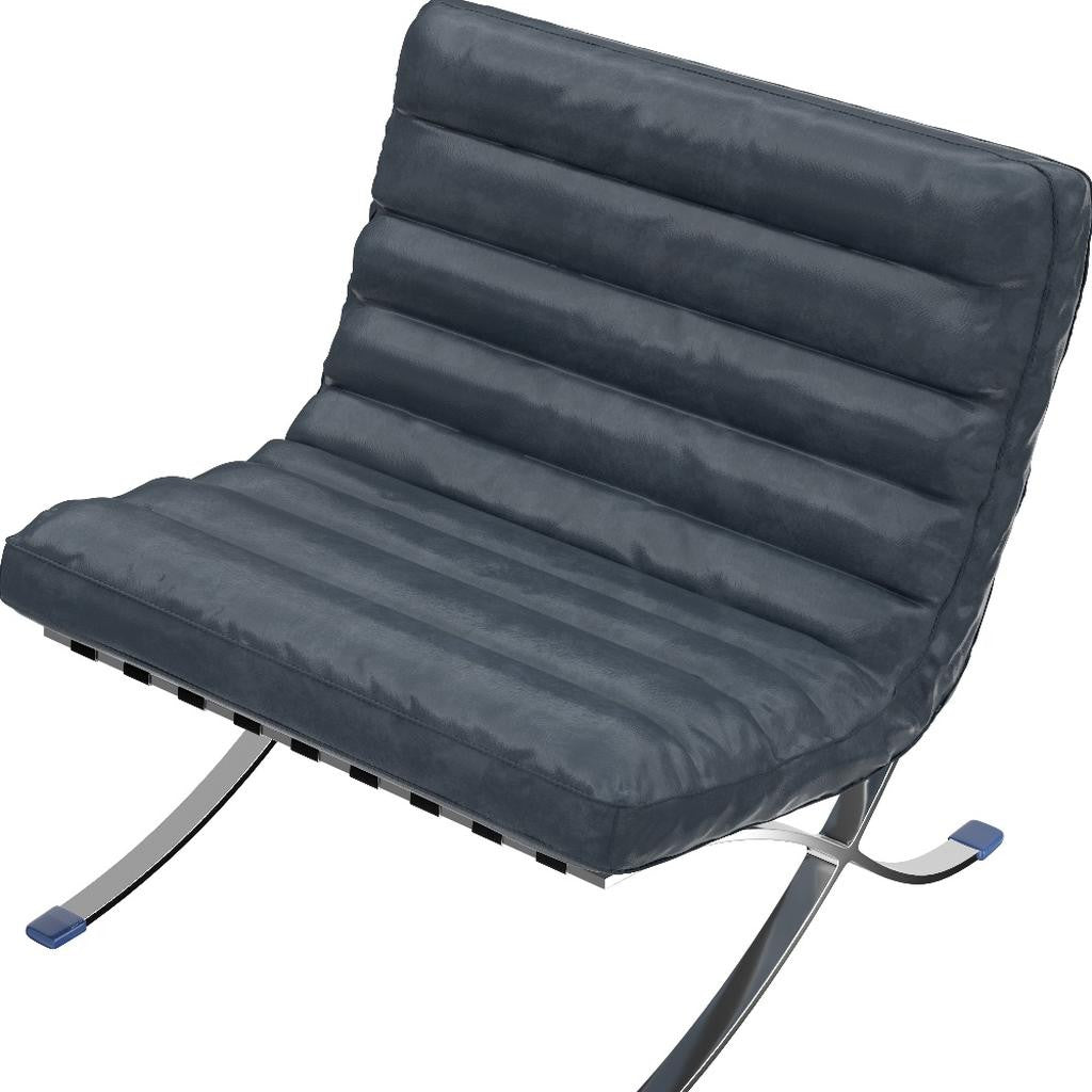 29" Blue and Silver Tufted Leather and Upholstered Folding Lounge Chair-8
