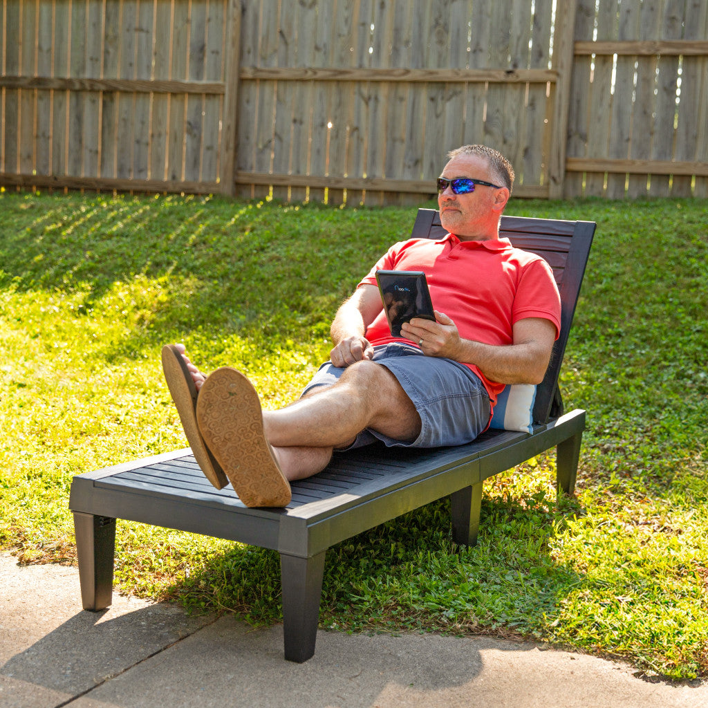 Set of Two Black Heavy Duty Resin Outdoor Chaise Lounges-7