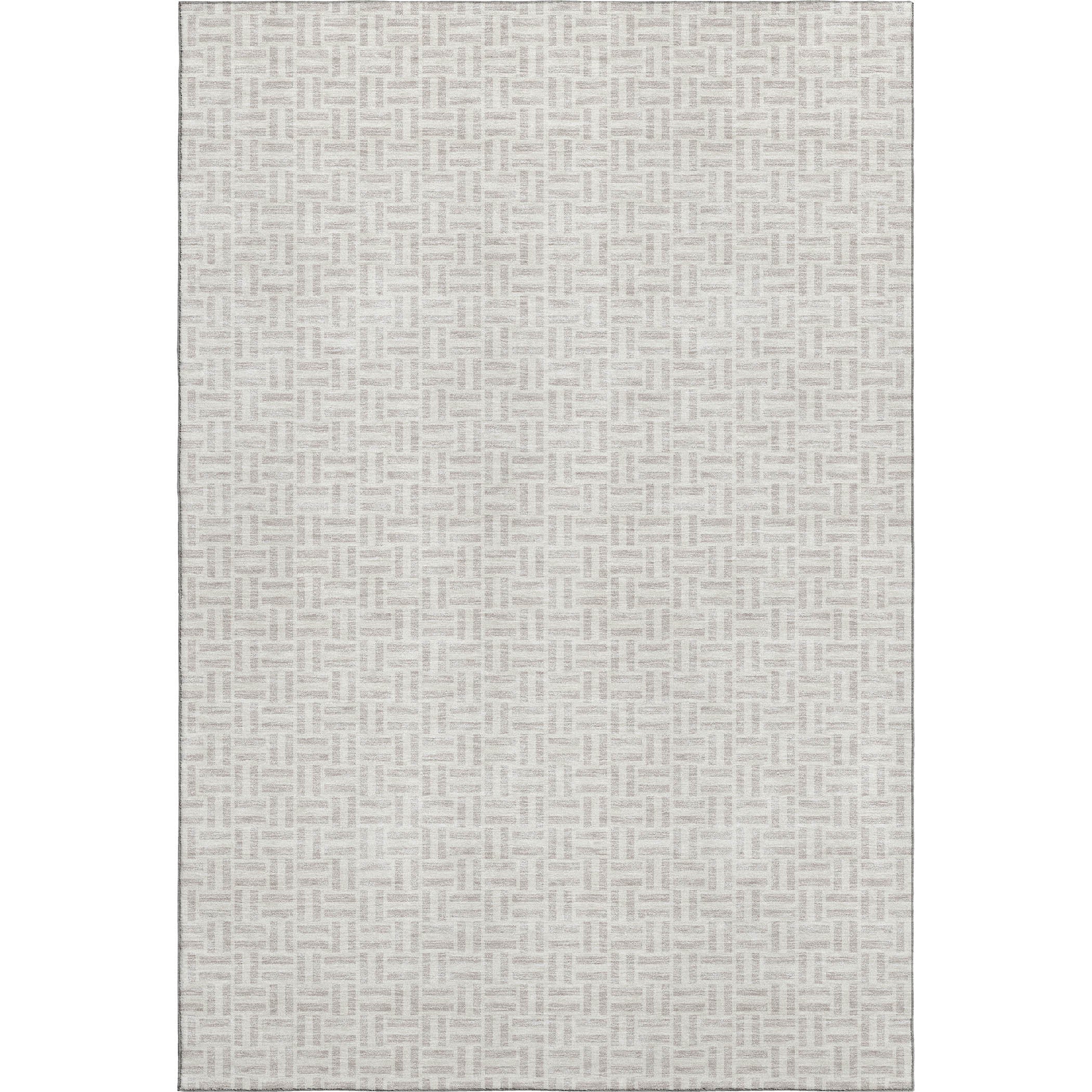 5' X 8' Taupe And Ivory Geometric Washable Area Rug With UV Protection-0